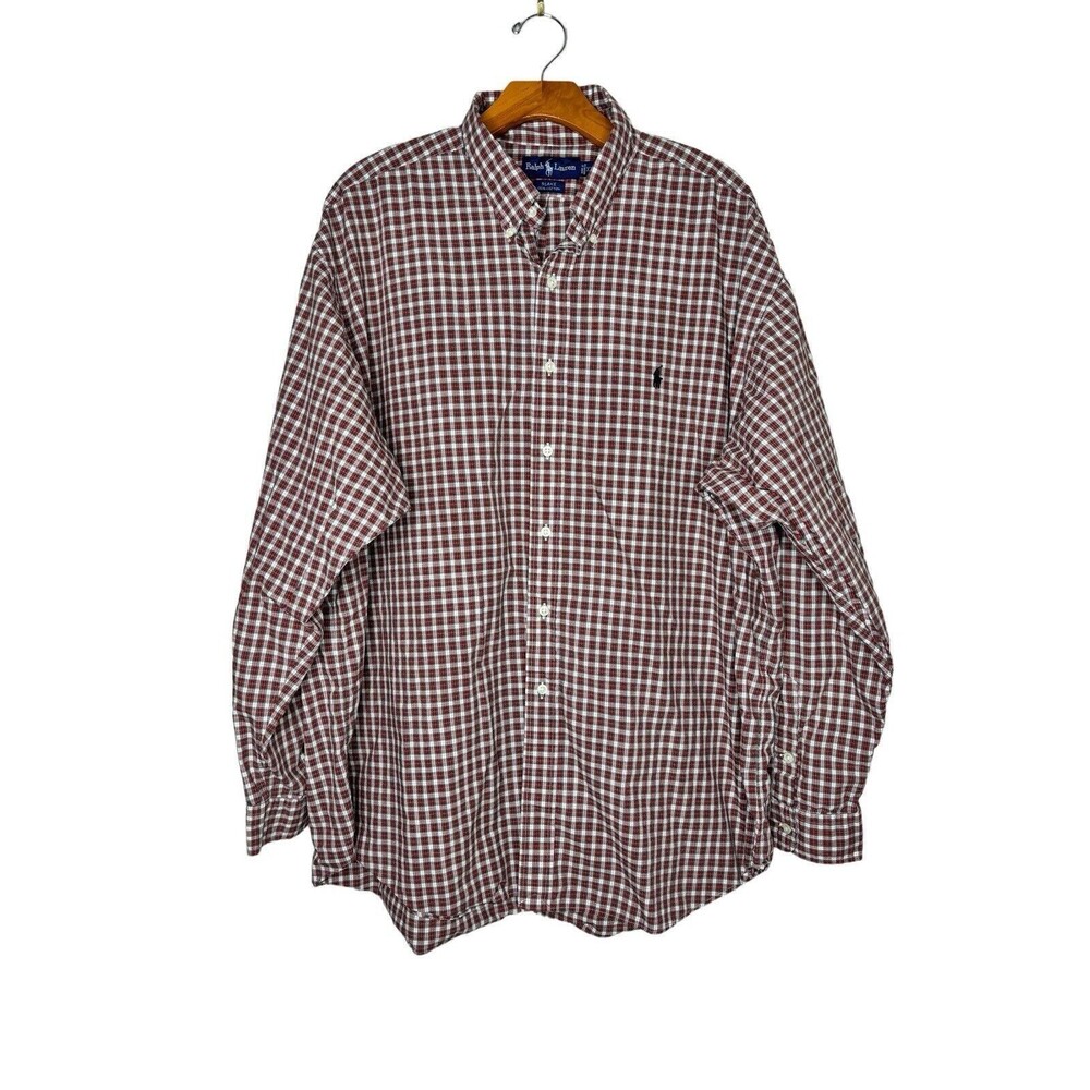 Ralph Lauren Shirt Mens Sz XXL Red Plaid Button Up Blake Fit Long Sleeve Cotton